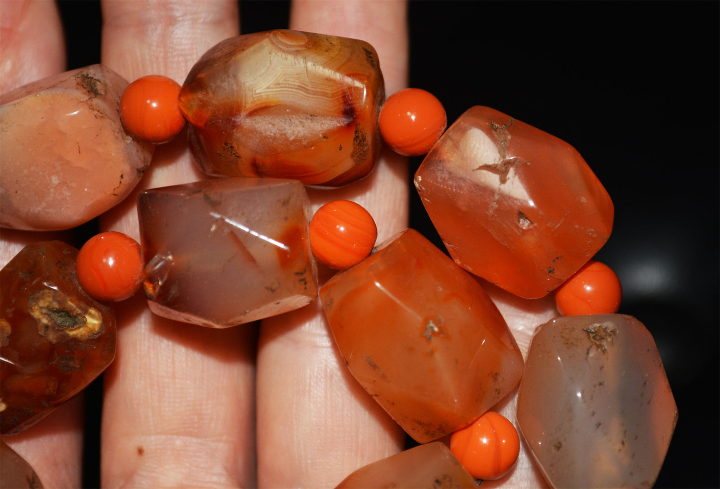 Real Tibetan Old Antique Pema Raka Agate Mala Prayer Beads Nanhong Carnelian Rosary Himalaya Genuine Worry Amulet