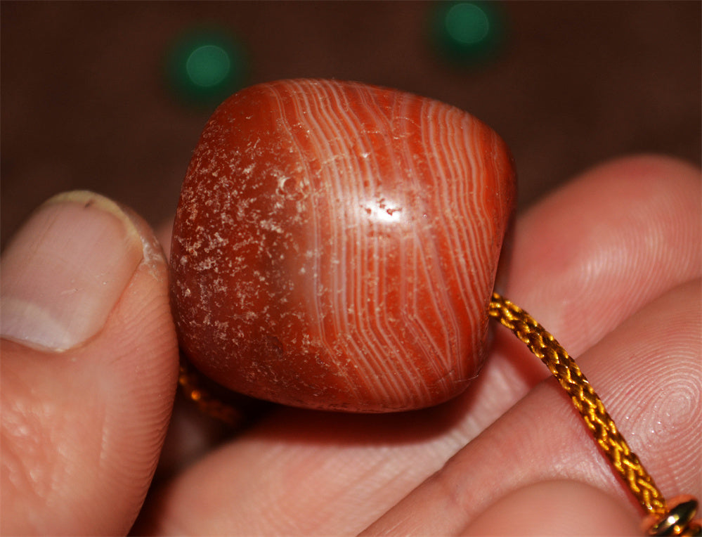 Real Tibetan Old Antique Banded Pema Raka Agate Pendant Bead Bracelet Nanhong Carnelian Himalaya Genuine Amulet
