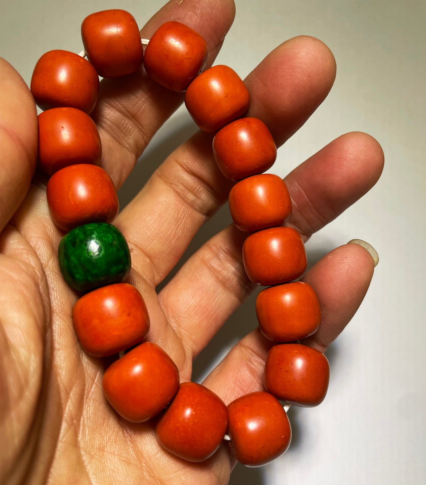 Real Tibetan Old Antique Red Coral Bracelet Mala Prayer Beads Natural Himalaya Rosary