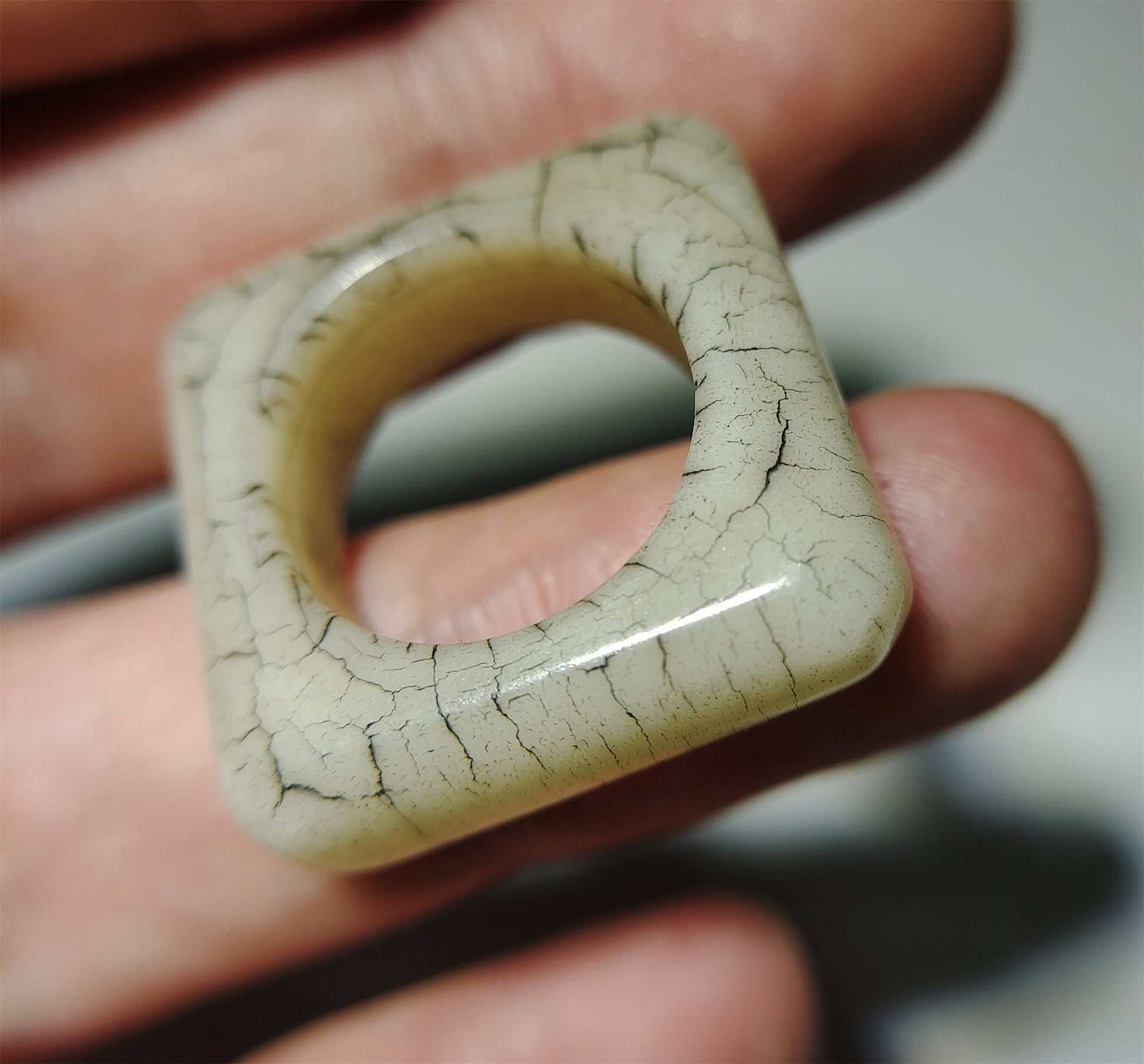 Real Tibetan Old Antique Yak Bone Pendant Ring Amulet Mala Prayer Kapala Bead Doughnut Lucky Talisman