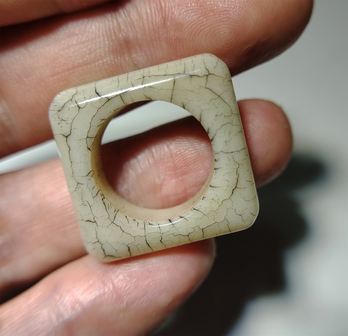 Real Tibetan Old Antique Yak Bone Pendant Ring Amulet Mala Prayer Kapala Bead Doughnut Lucky Talisman