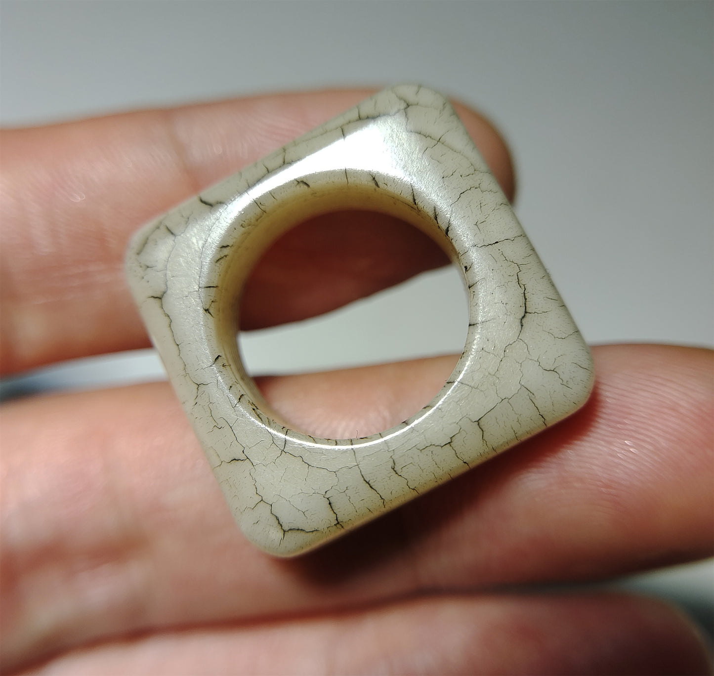 Real Tibetan Old Antique Yak Bone Pendant Ring Amulet Mala Prayer Kapala Bead Doughnut Lucky Talisman