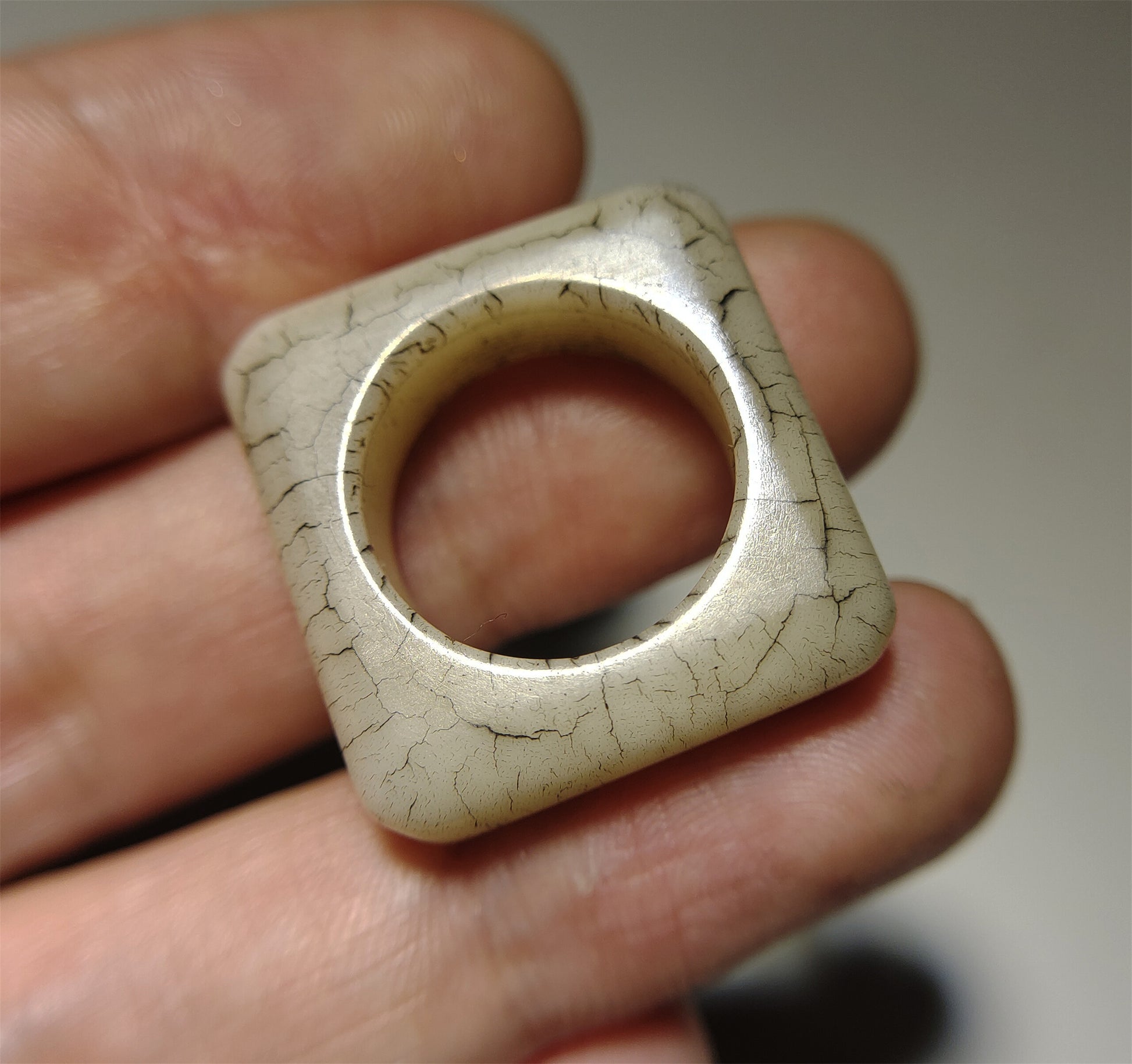 Real Tibetan Old Antique Yak Bone Pendant Ring Amulet Mala Prayer Kapala Bead Doughnut Lucky Talisman