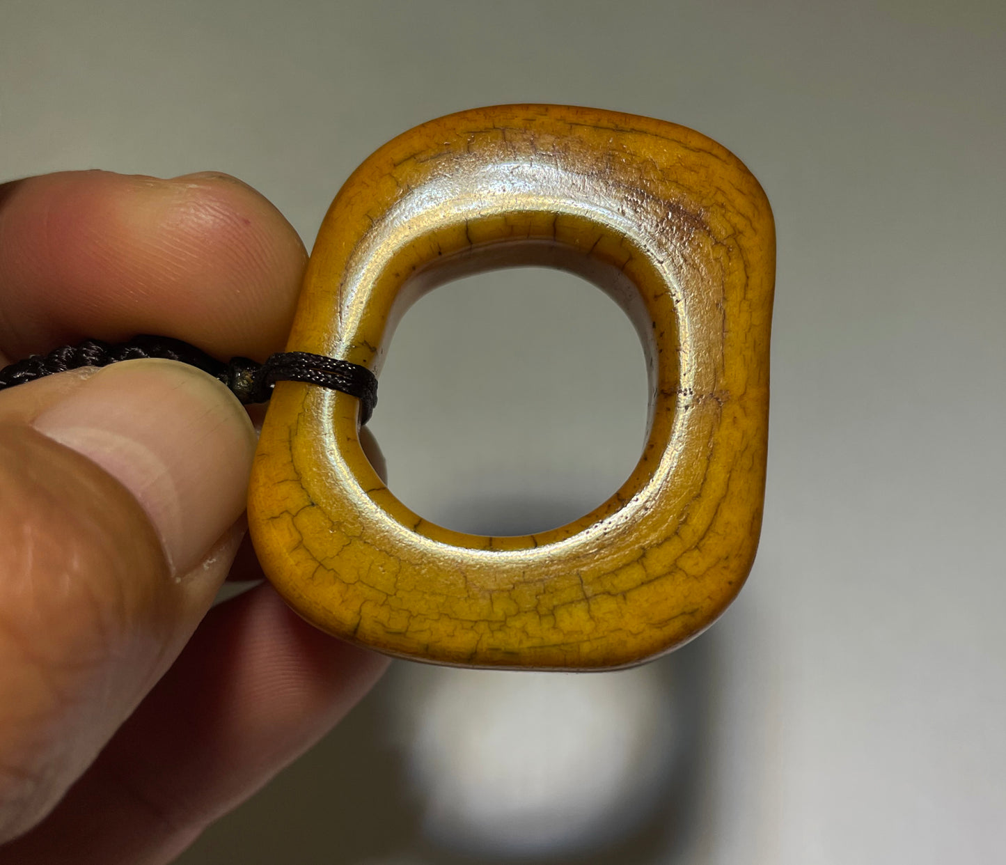 Real Tibetan Old Antique Yak Bone Pendant Ring Bead Amulet Tibet Prayer Talisman