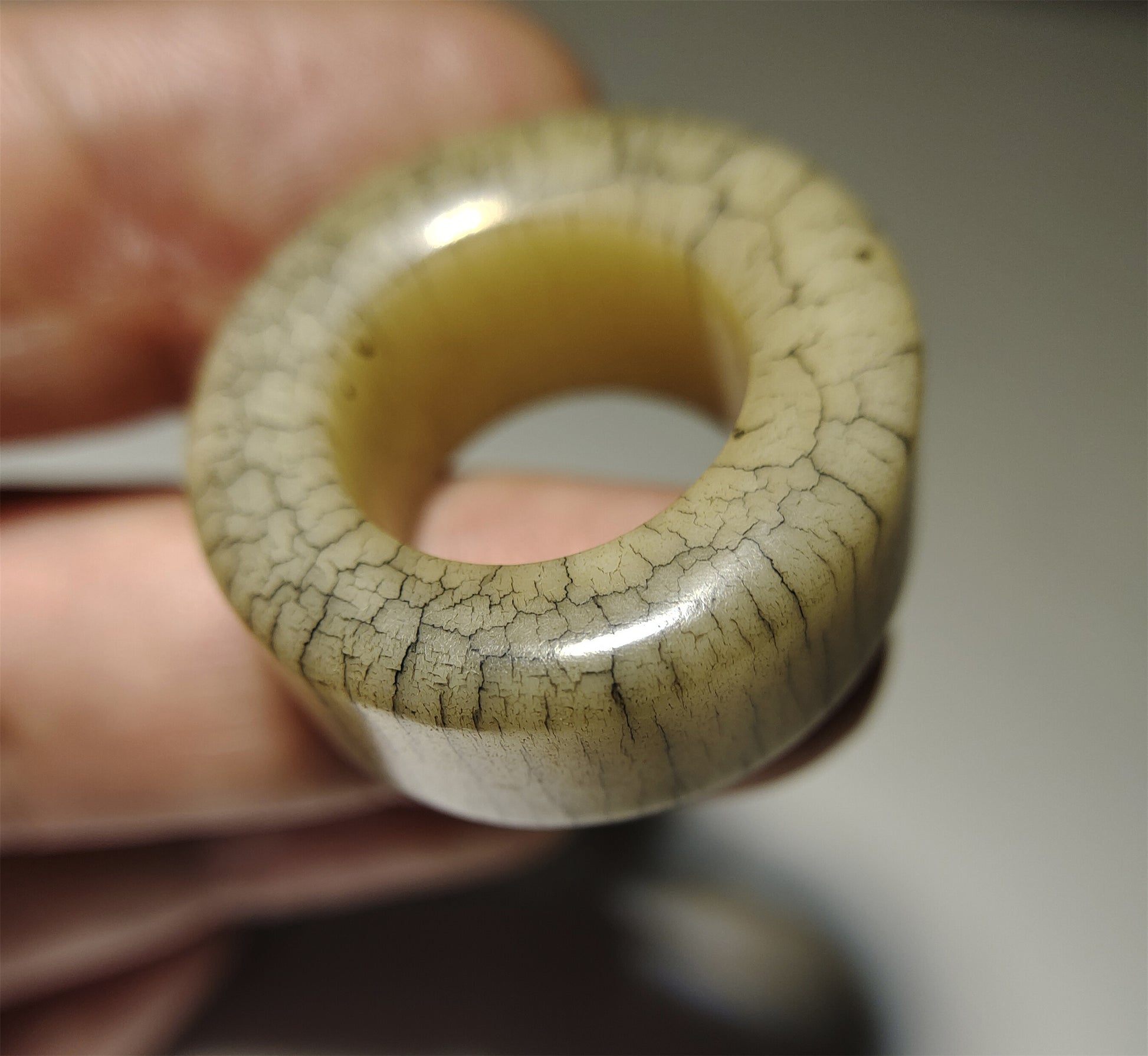 Real Tibetan Old Antique Yak Bone Pendant Ring Amulet Mala Prayer Kapala Bead Doughnut Lucky Talisman Donut