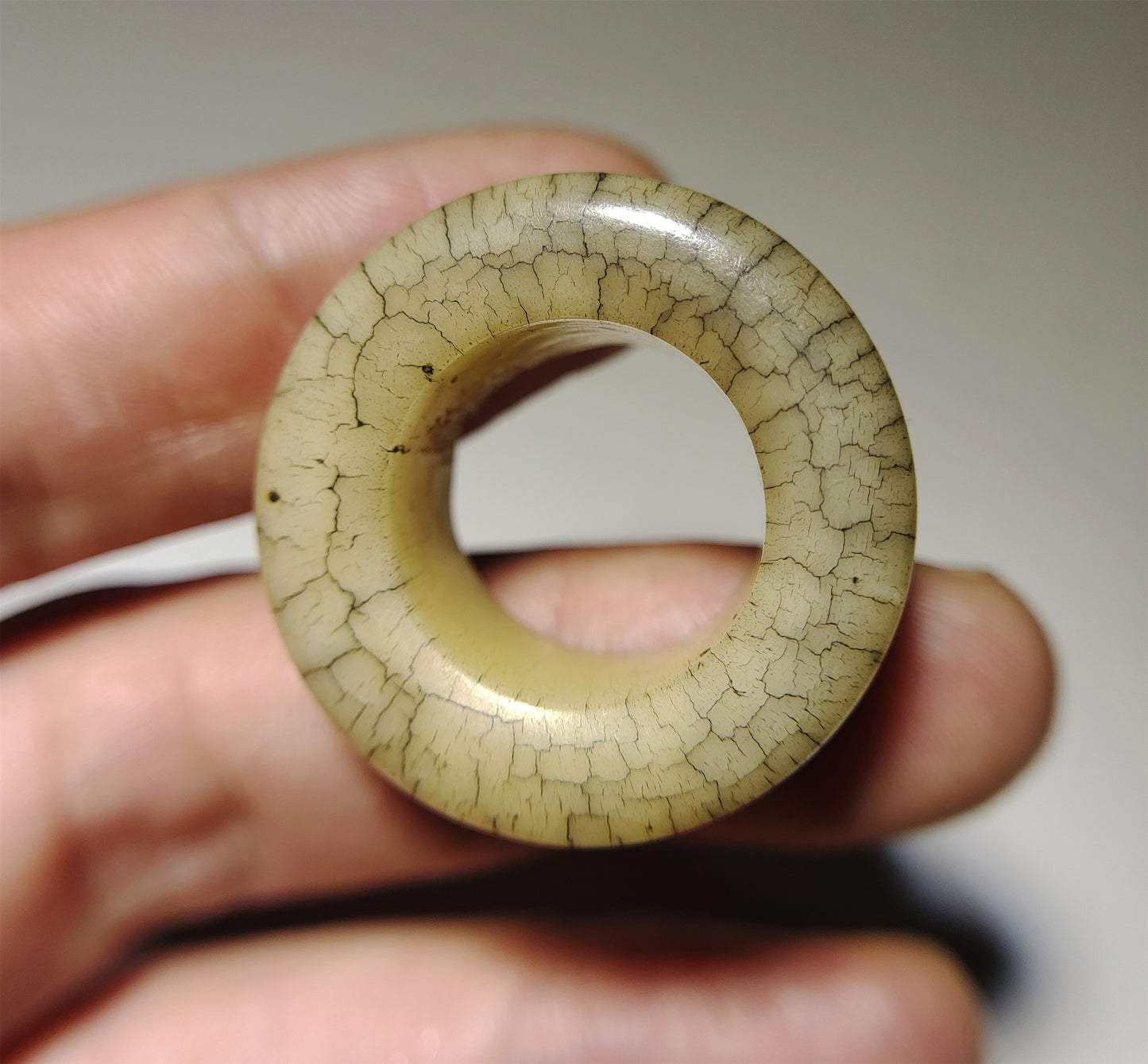 Real Tibetan Old Antique Yak Bone Pendant Ring Amulet Mala Prayer Kapala Bead Doughnut Lucky Talisman Donut