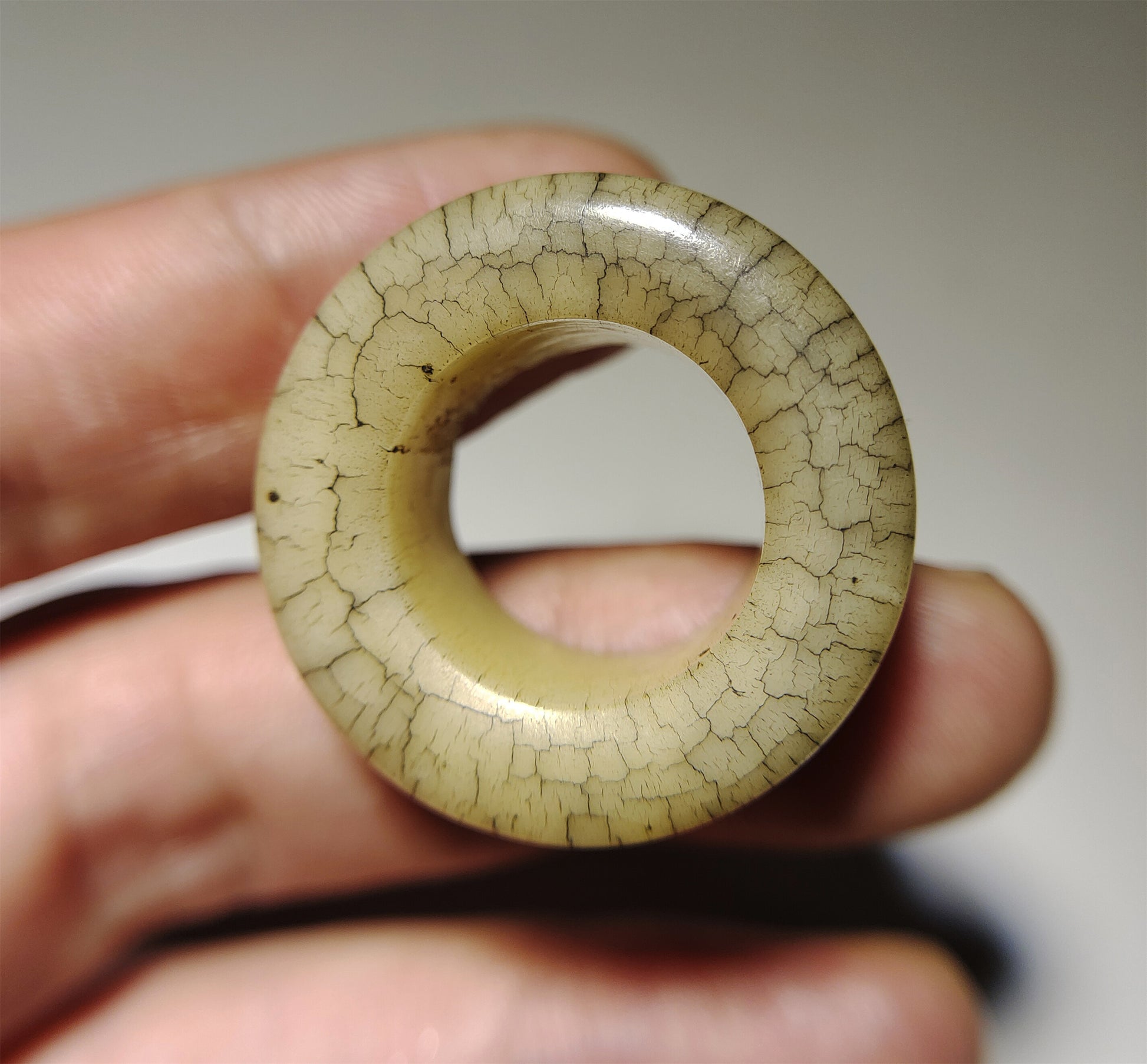 Real Tibetan Old Antique Yak Bone Pendant Ring Amulet Mala Prayer Kapala Bead Doughnut Lucky Talisman Donut