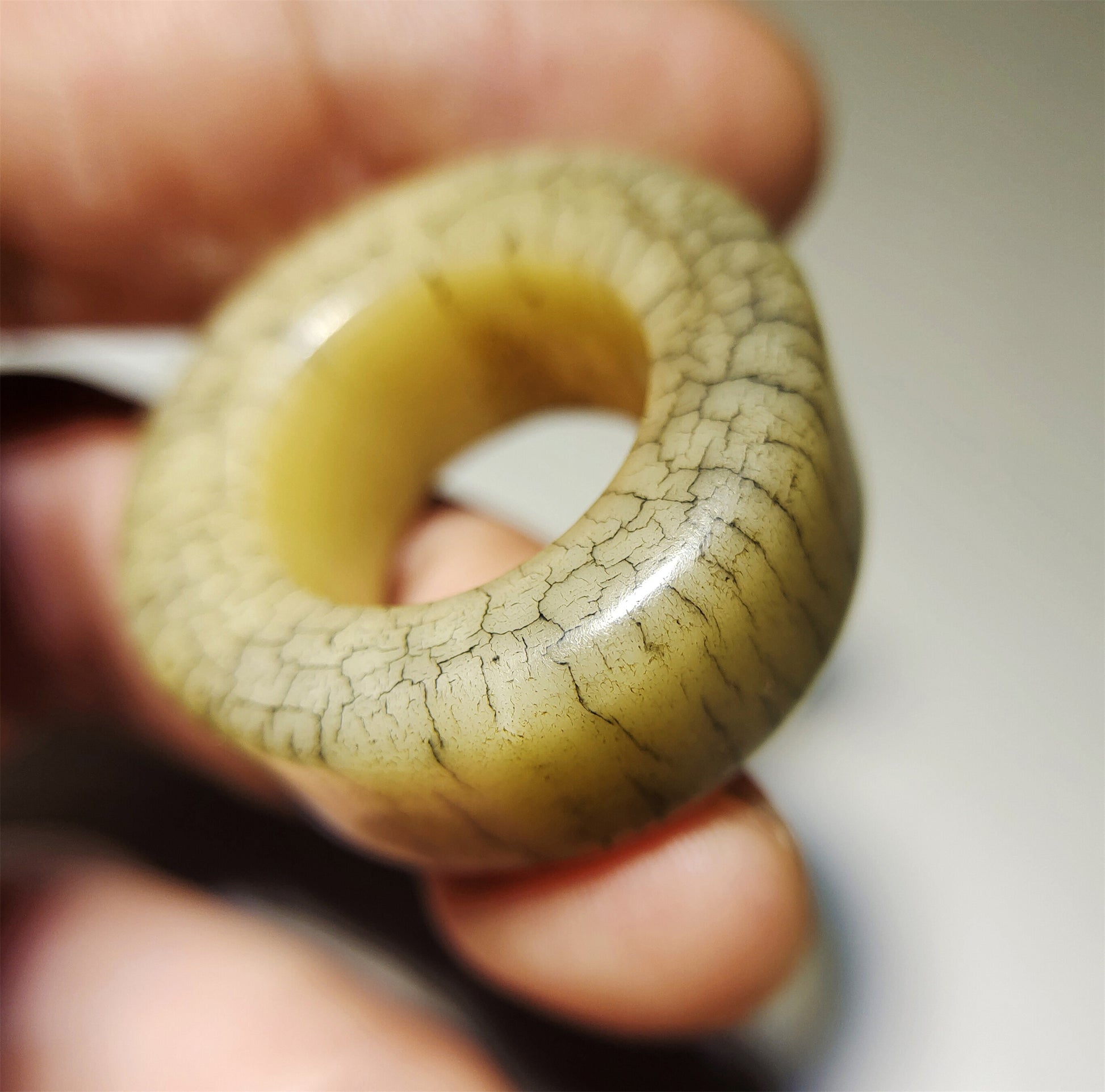 Real Tibetan Old Antique Yak Bone Pendant Ring Amulet Mala Prayer Kapala Bead Doughnut Lucky Talisman Donut