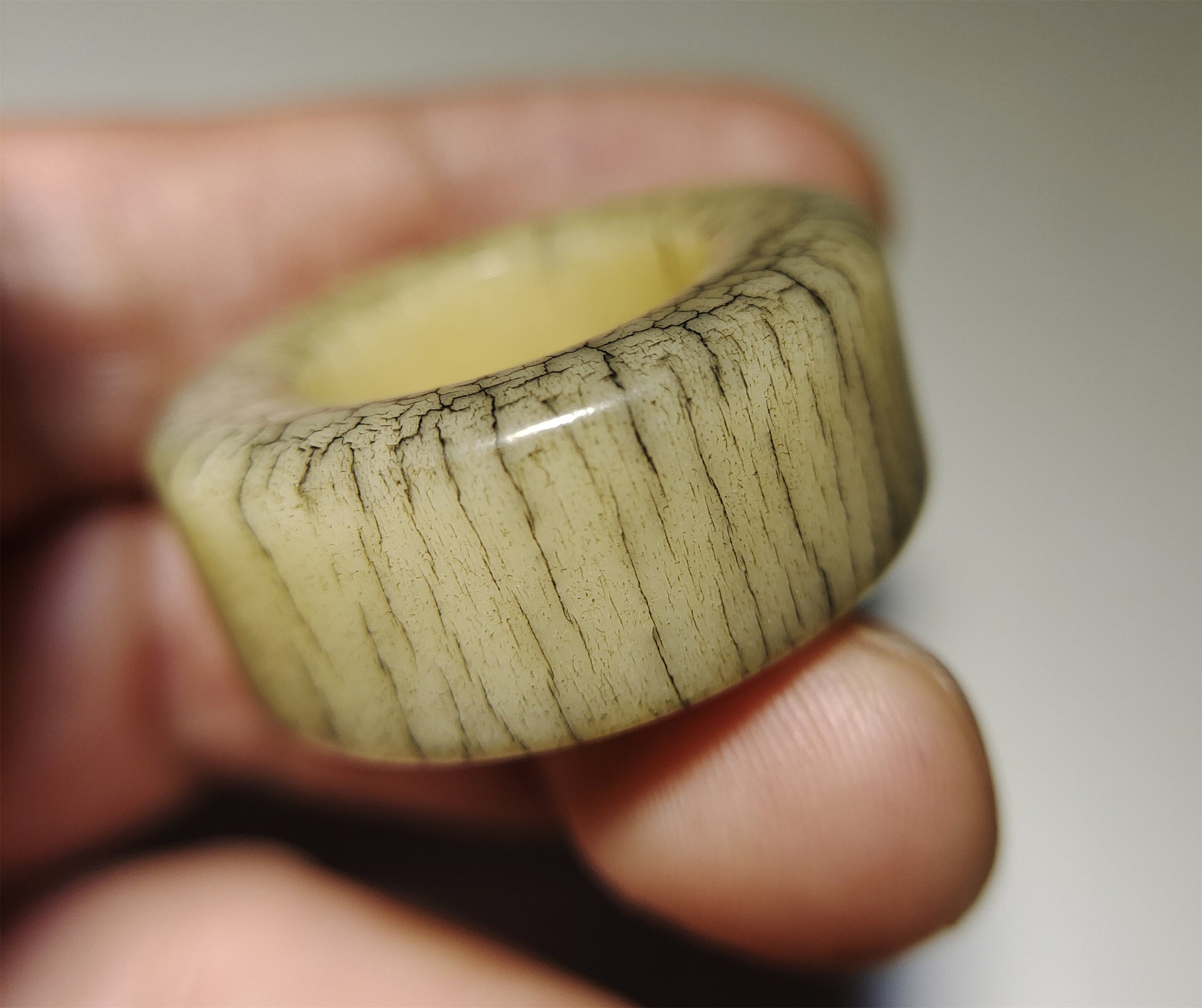 Real Tibetan Old Antique Yak Bone Pendant Ring Amulet Mala Prayer Kapala Bead Doughnut Lucky Talisman Donut