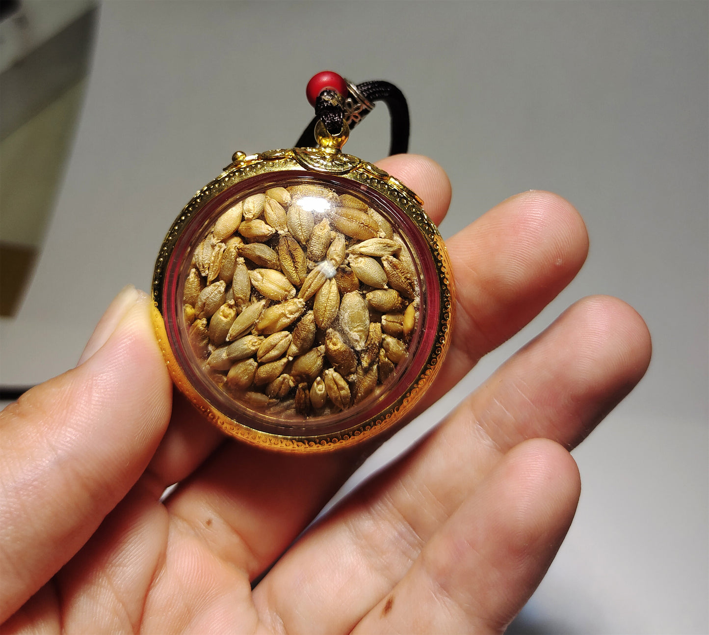 Tibetan Antique Yellow Jambhala Tsha Tsha Gau Prayer Box Pendant Ghau Niche Shrine Himalayan Copper Amulet Genuine Tsa Tsa Talisman