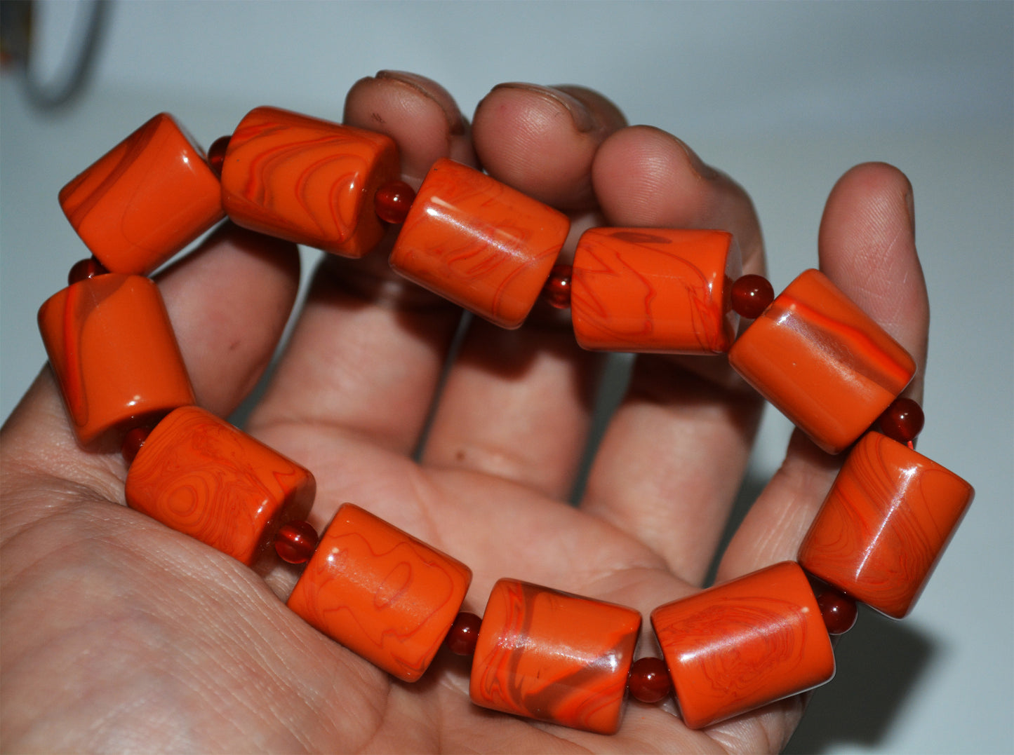 Real Tibetan Old Pema Raka Agate Bracelet Mala Prayer Beads Himalayan Nanhong Carnelian Rosary Genuine Worry Amulet