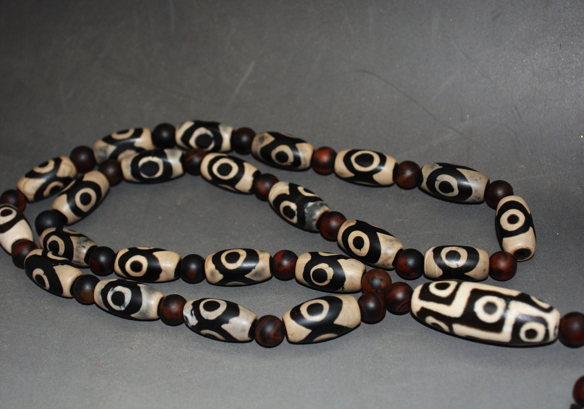 Real Tibetan Old Three Eyes Dzi Bead Bracelet Amulet Mala Prayer Beads Himalayas Agate Nine Gzi Tibet