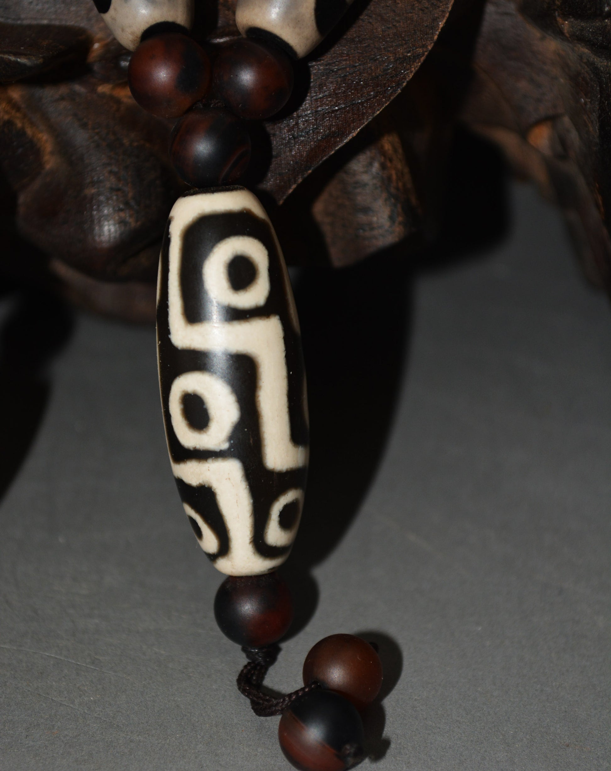 Real Tibetan Old Three Eyes Dzi Bead Bracelet Amulet Mala Prayer Beads Himalayas Agate Nine Gzi Tibet