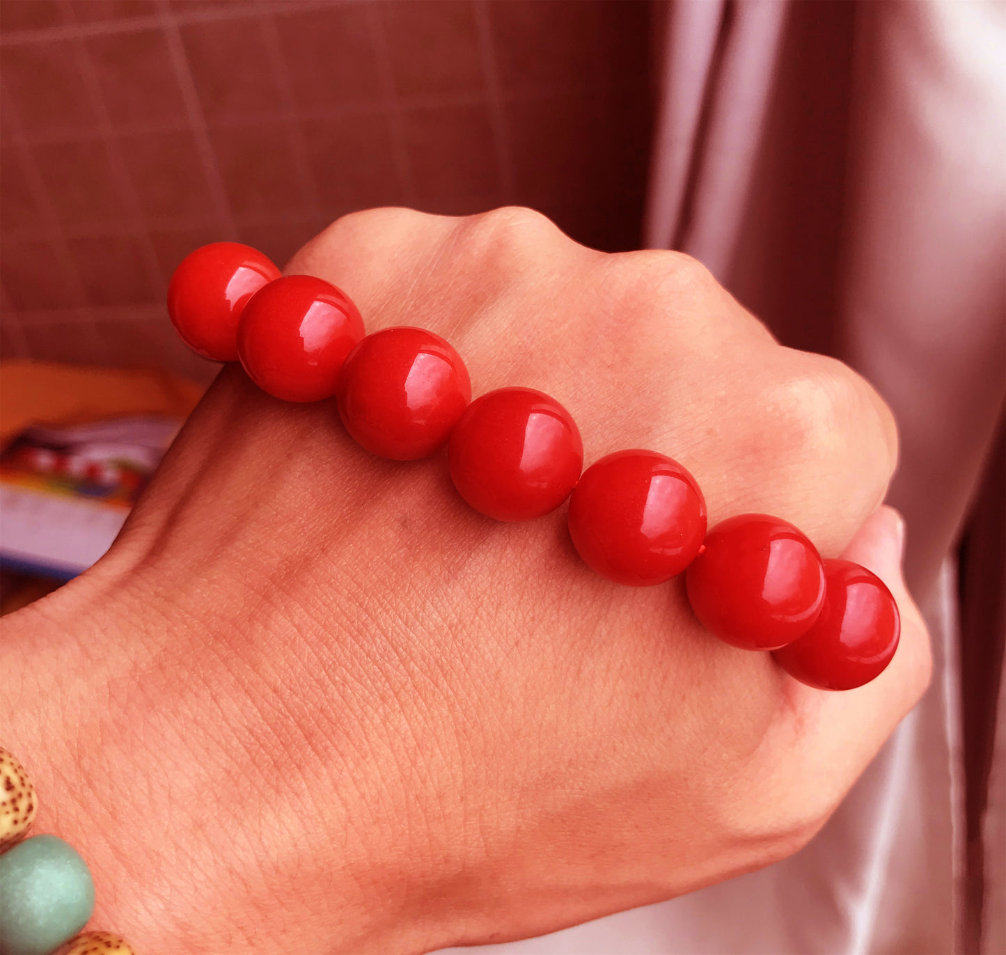Real Tibetan Red Pema Raka Agate Bracelet Mala Prayer Beads Nanhong Carnelian Rosary Himalaya Genuine Worry