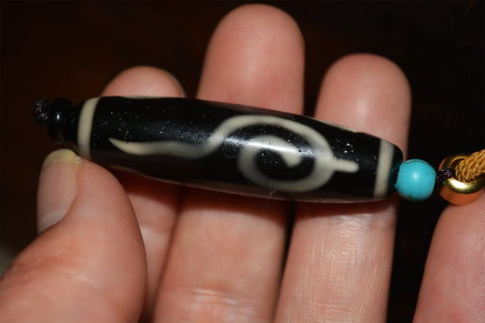 Real Ancient Tibetan Ruyi Four Eyes Dzi Bead Amulet Pendant Himalaya Agate Old Genuine Pure 4 Eyed Gzi Talisman Bracelet