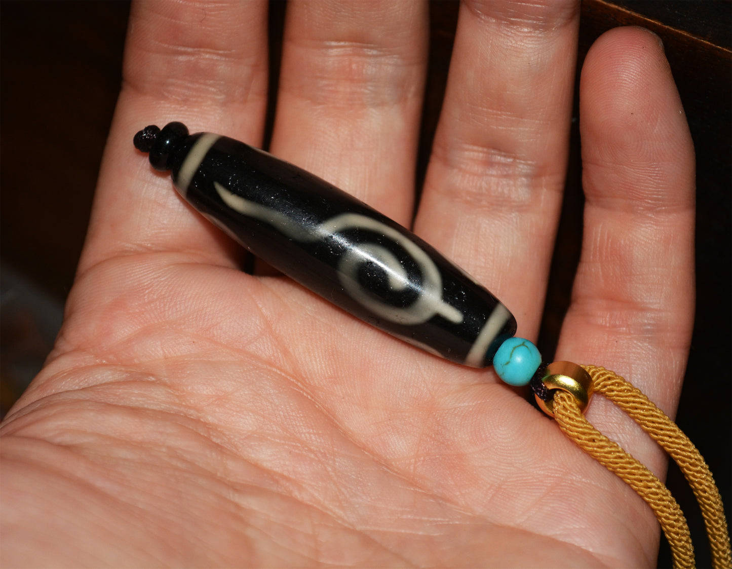 Real Ancient Tibetan Ruyi Four Eyes Dzi Bead Amulet Pendant Himalaya Agate Old Genuine Pure 4 Eyed Gzi Talisman Bracelet