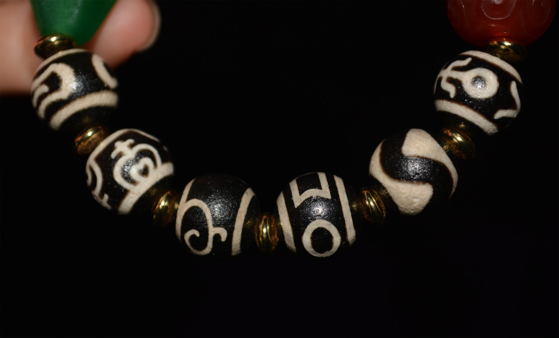 Real tibetan pure tiger tooth three eyes dzi bead amulet genuine old ancient himalaya agate garuda bird water wave green tara sakor namkor ruyi nectar bottle god of wealth gzi pendant talisman bracelet