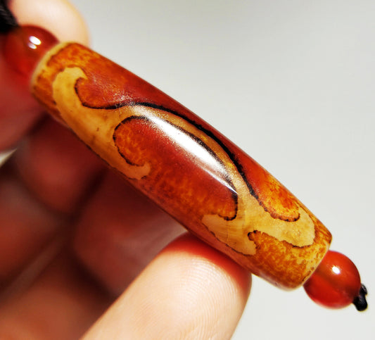Real tibetan ruyi dzi bead amulet genuine old ancient himalaya agate pure green tara gzi pendant talisman bracelet