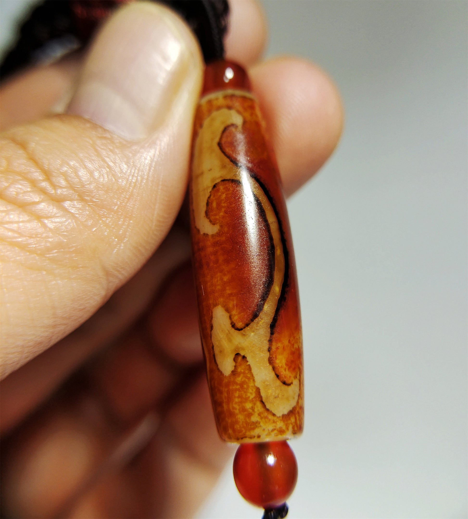 Real tibetan ruyi dzi bead amulet genuine old ancient himalaya agate pure green tara gzi pendant talisman bracelet