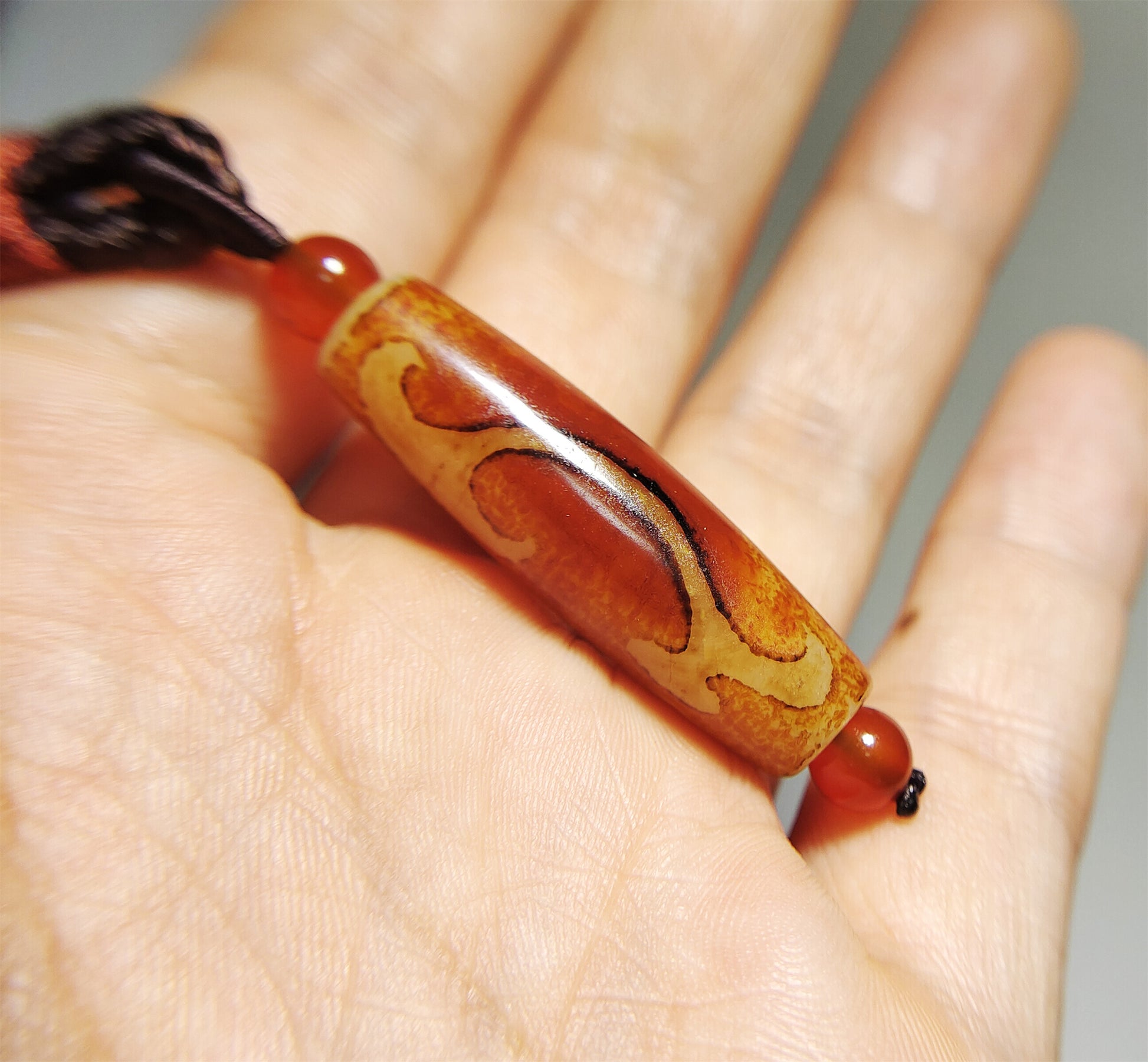 Real tibetan ruyi dzi bead amulet genuine old ancient himalaya agate pure green tara gzi pendant talisman bracelet