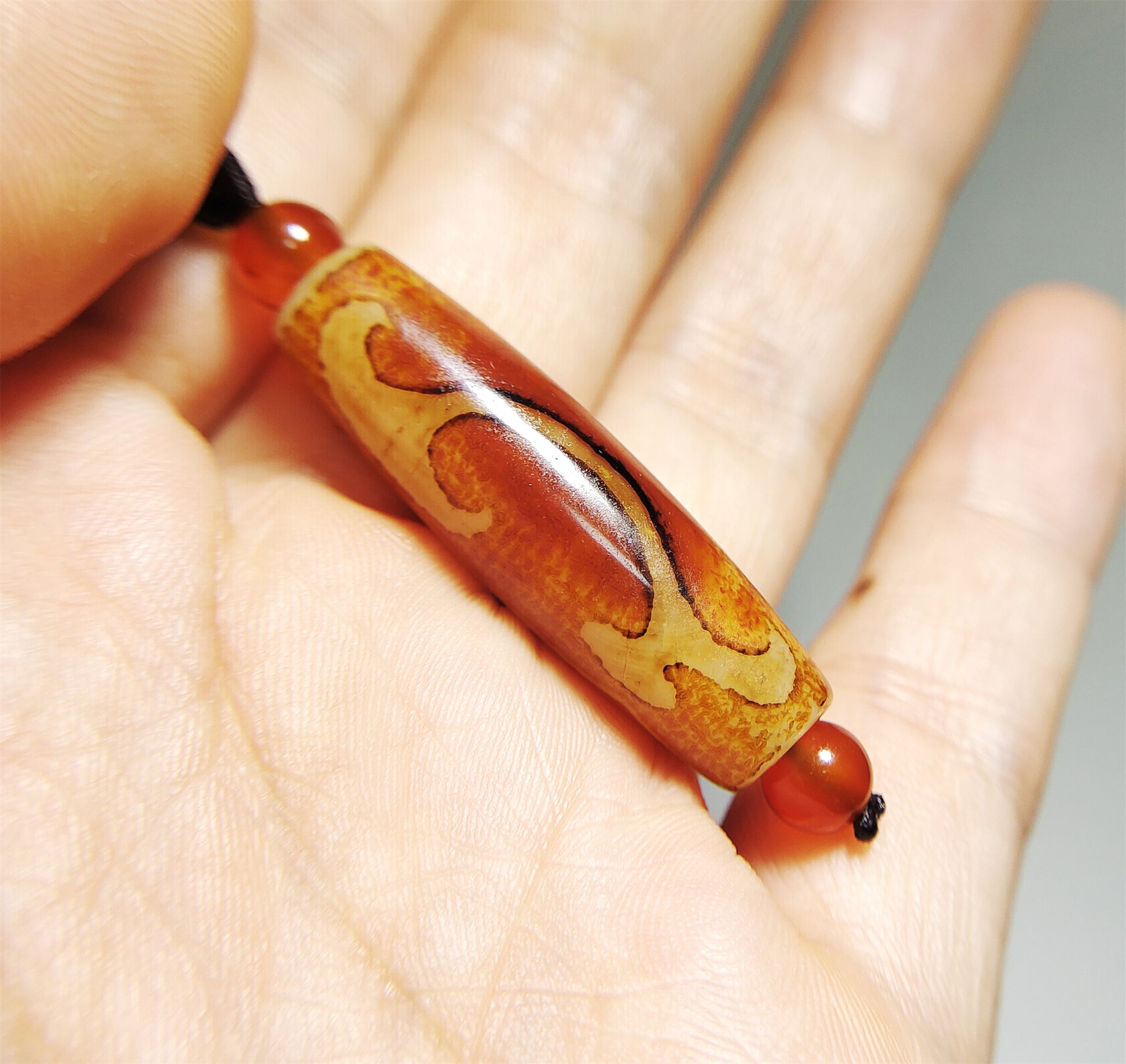 Real tibetan ruyi dzi bead amulet genuine old ancient himalaya agate pure green tara gzi pendant talisman bracelet