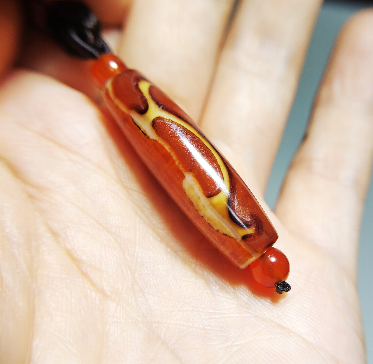 Real tibetan ruyi dzi bead amulet genuine old ancient himalaya agate pure green tara gzi pendant talisman bracelet