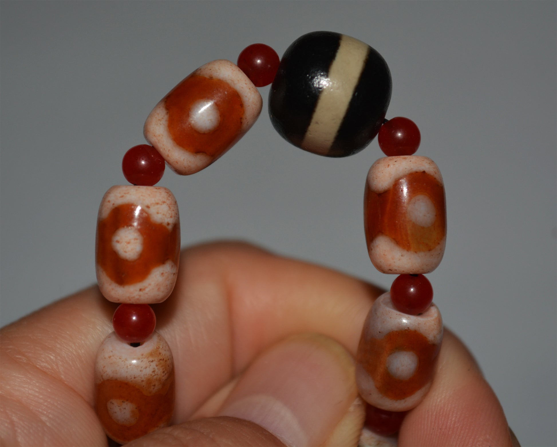 Real tibetan three eyes dzi bead amulet genuine old ancient himalaya agate pure 3 gzi talisman bracelet mala