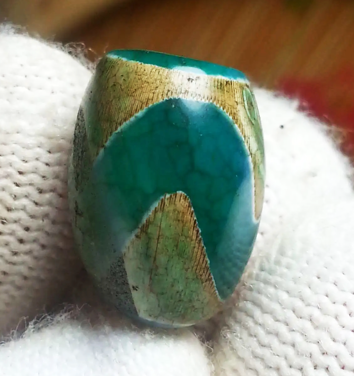 Real Tibetan Old Antique Zigzag Water Wave Dzi Bead Amulet Pendant Himalaya Agate Genuine tiger tooth gzi talisman
