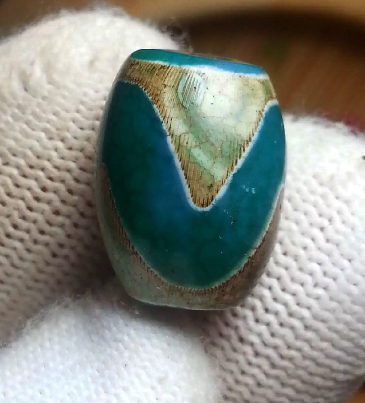 Real Tibetan Old Antique Zigzag Water Wave Dzi Bead Amulet Pendant Himalaya Agate Genuine tiger tooth gzi talisman