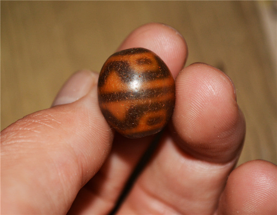 Tibet Ancient Six Eyes Lotus Dzi Bead Pendant Amulet Himalayan Agate Genuine Gzi Old Antique Talisman