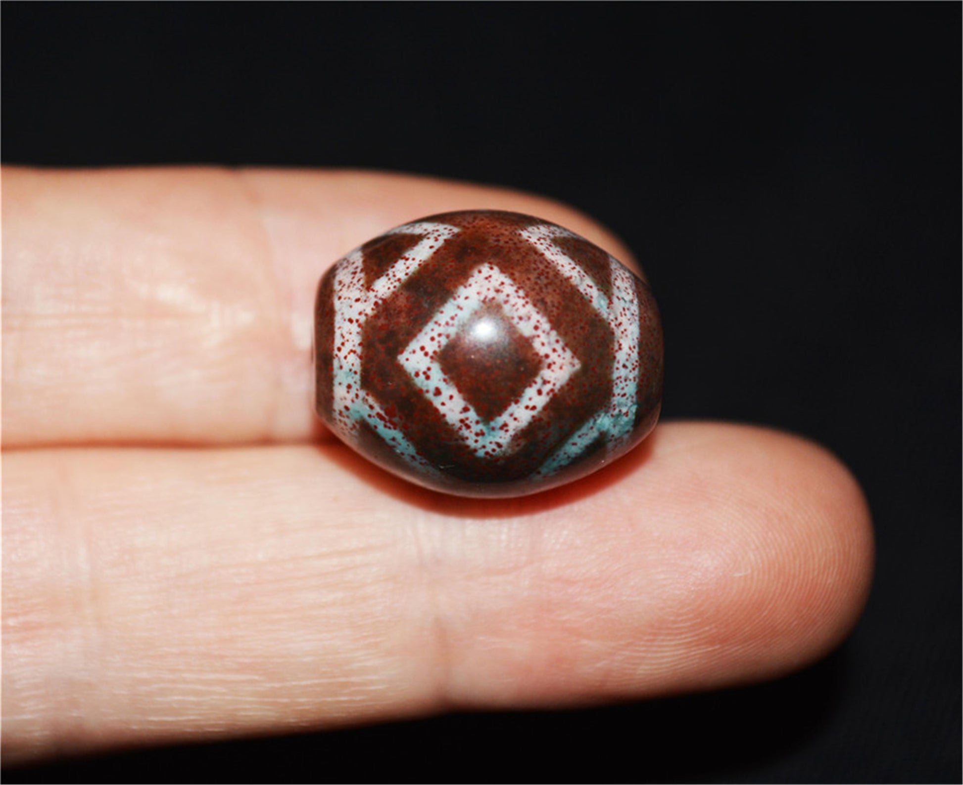 Tibetan Ancient Diamond Nine Eyes Dzi Bead Cinnabar Pendant Amulet Himalaya Old Antique Real Bloodspot Agate Nepal Three Eyed Pure Gzi Talisman Bracelet