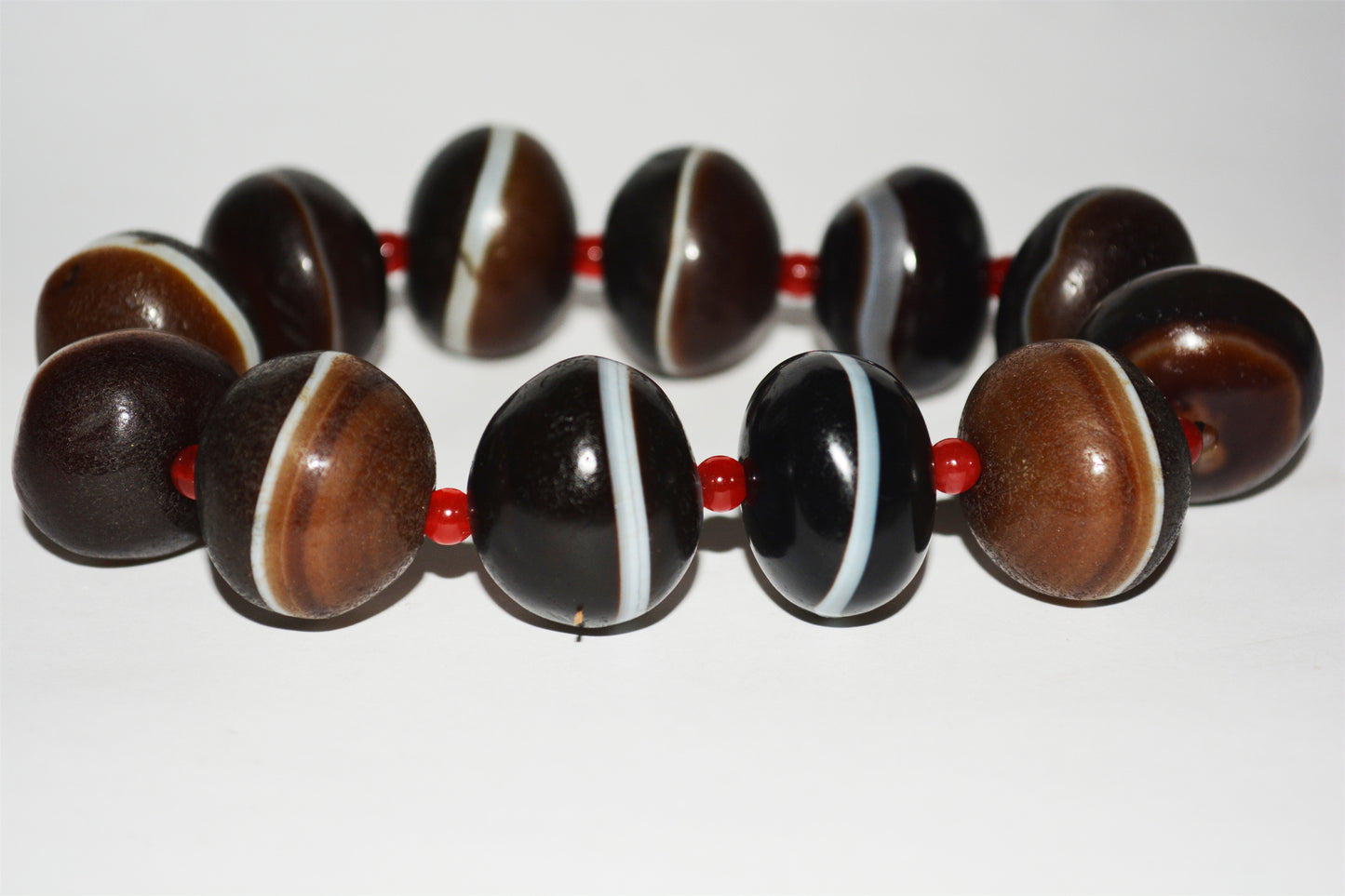 Tibetan Ancient Medicine Dzi Bead Bracelet Amulet Himalaya Real Banded Sulemani Agate Gzi Mala