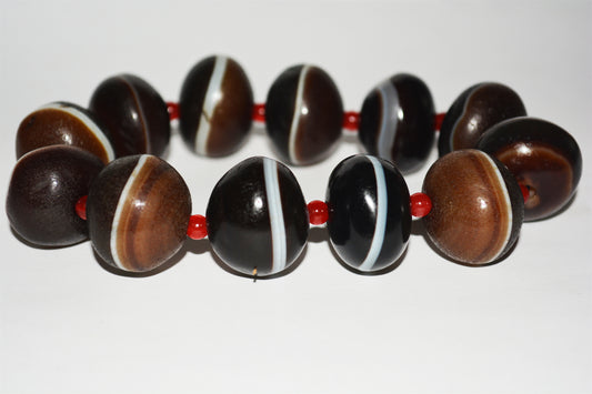 Tibetan Ancient Medicine Dzi Bead Bracelet Amulet Himalaya Real Banded Sulemani Agate Gzi Mala
