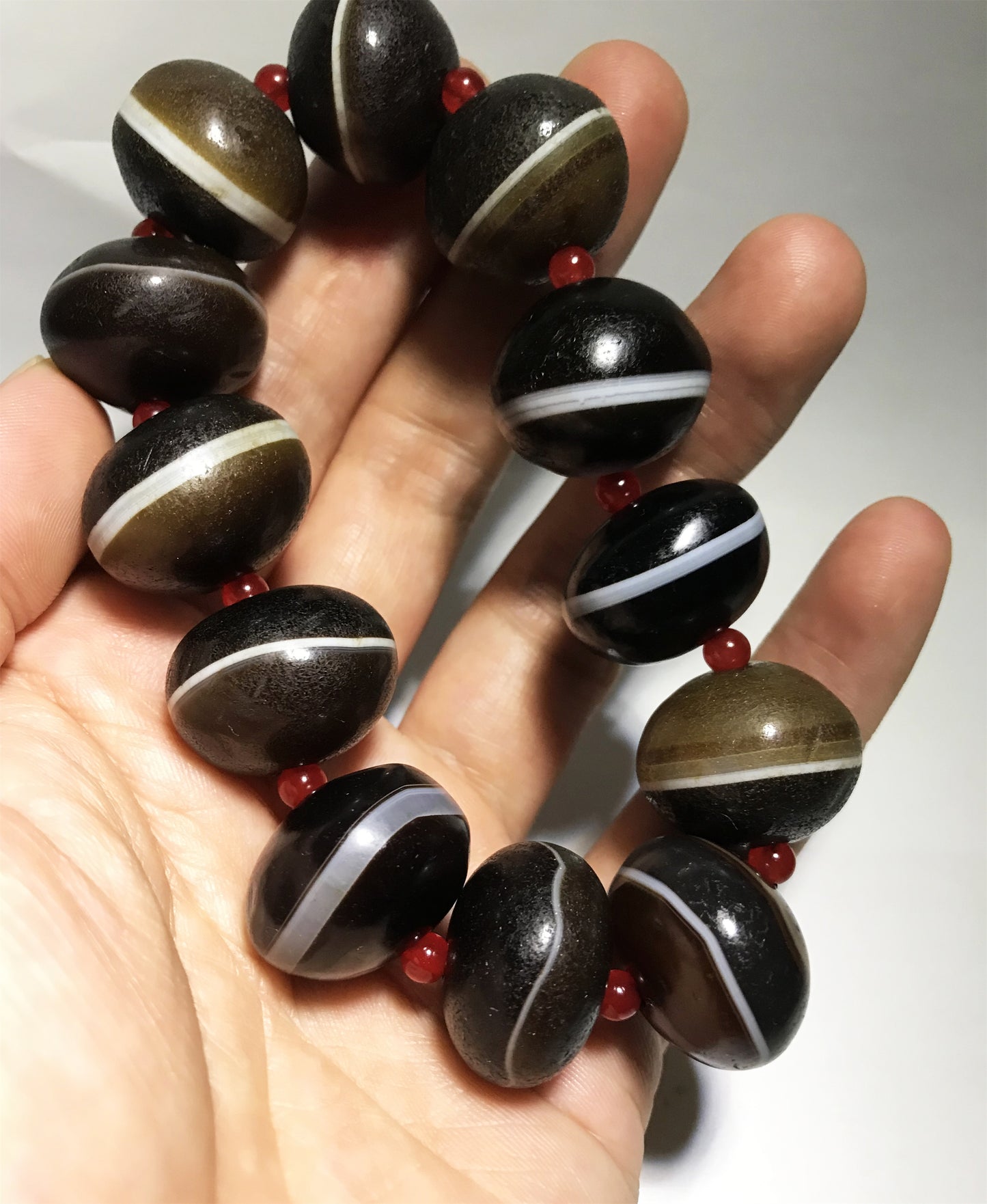 Tibetan Ancient Medicine Dzi Bead Bracelet Amulet Himalaya Real Banded Sulemani Agate Gzi Mala