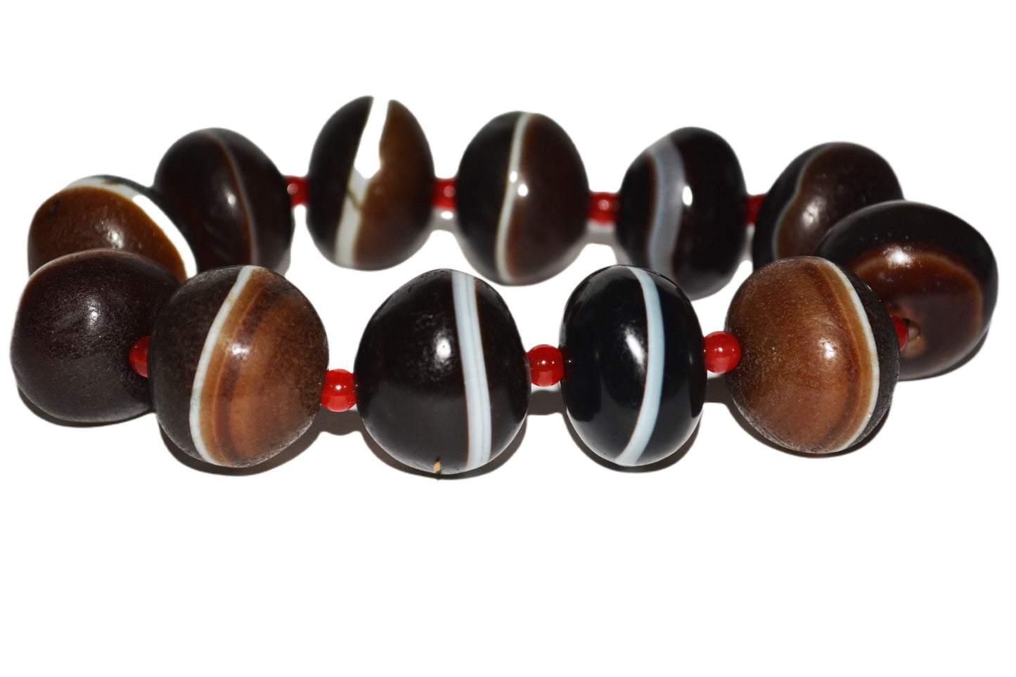 Tibetan Ancient Medicine Dzi Bead Bracelet Amulet Himalaya Real Banded Sulemani Agate Gzi Mala