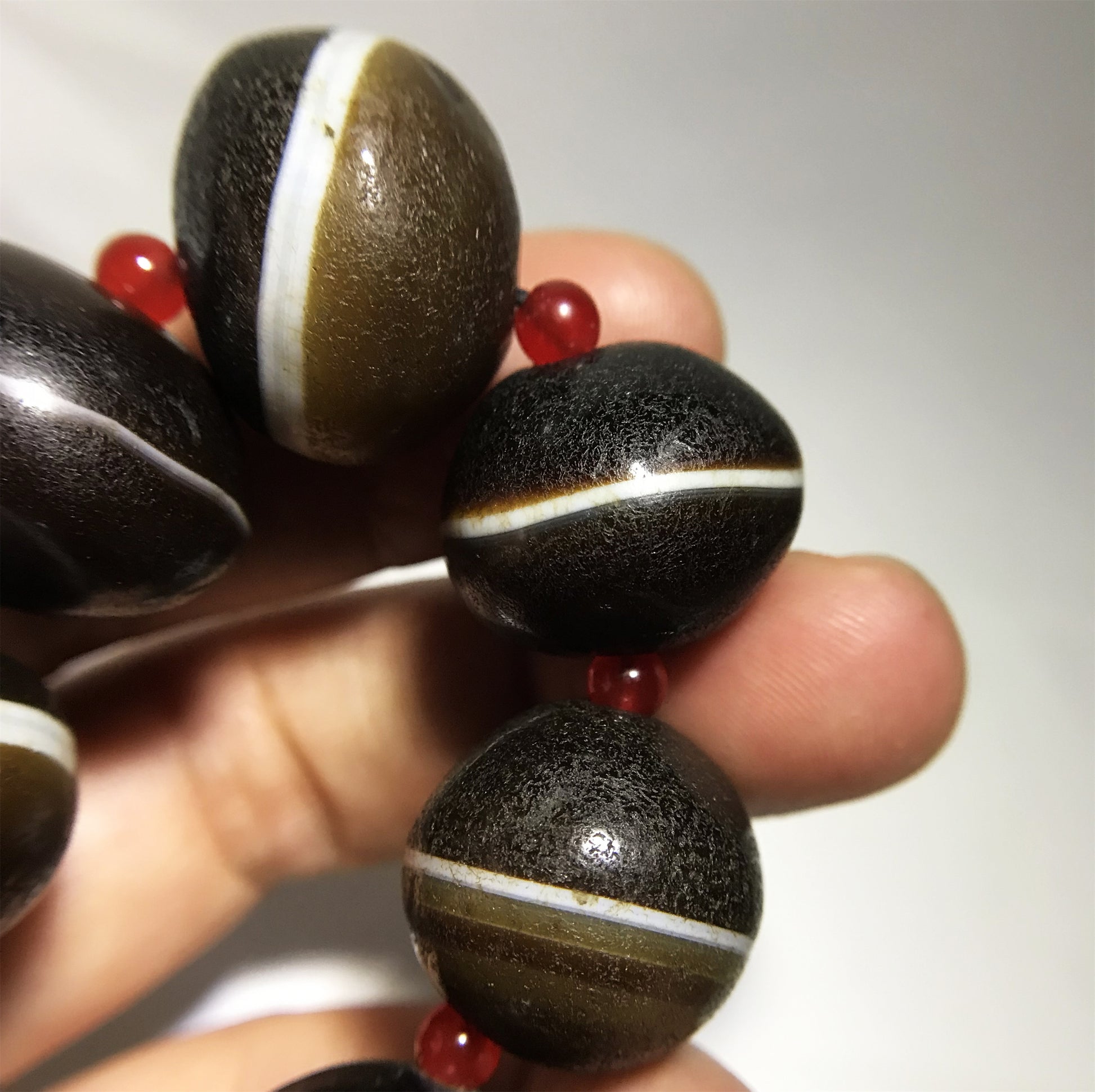Tibetan Ancient Medicine Dzi Bead Bracelet Amulet Himalaya Real Banded Sulemani Agate Gzi Mala