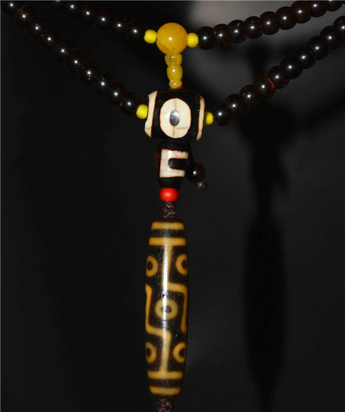 Tibetan Ancient Nine Eyes Dzi Bead Amulet Pendant Real Himalayan Agate 9 Eyed Gzi Talisman