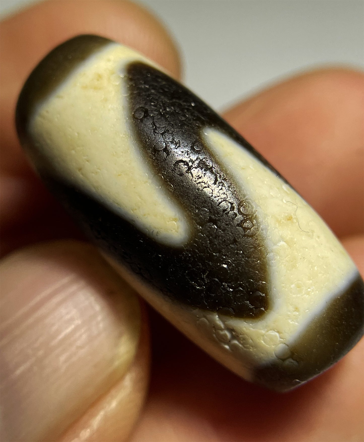Tibetan Ancient Real Zigzag Tiger Tooth Dzi Bead Amulet Himalayas Pendnat Water Wave Genuine Agate Gzi Talisman