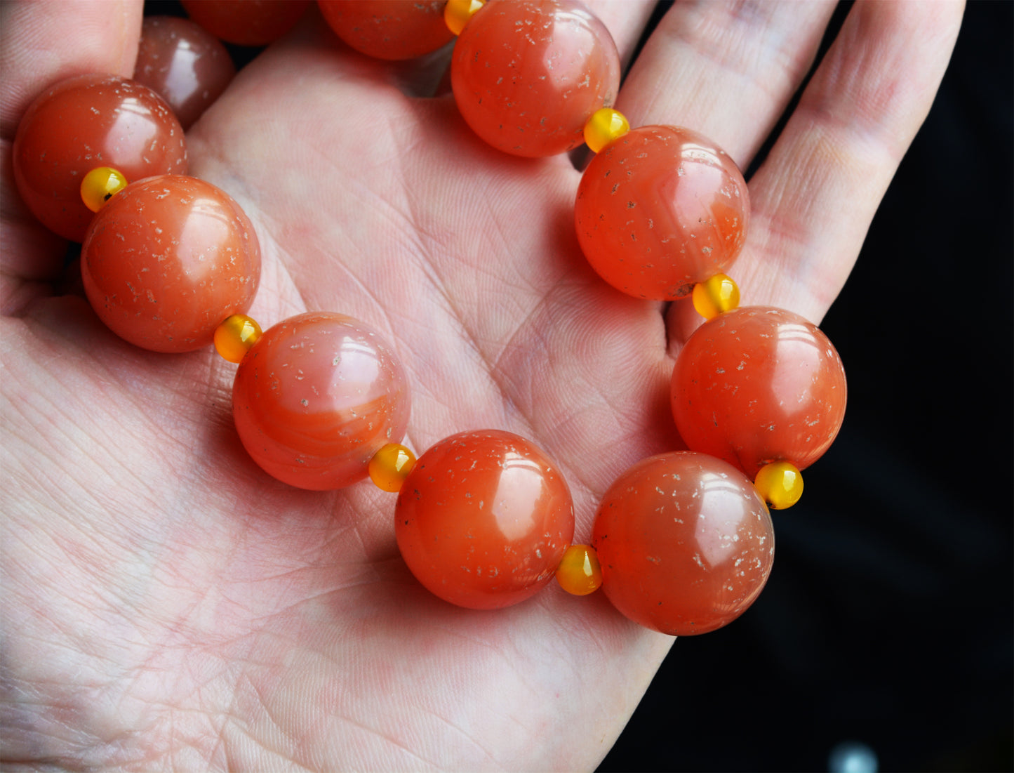 Tibetan Antique Nanhong Pema Raka Agate Bracelet Mala Prayer Beads Himalaya Carnelian Rosary Genuine Worry Amulet