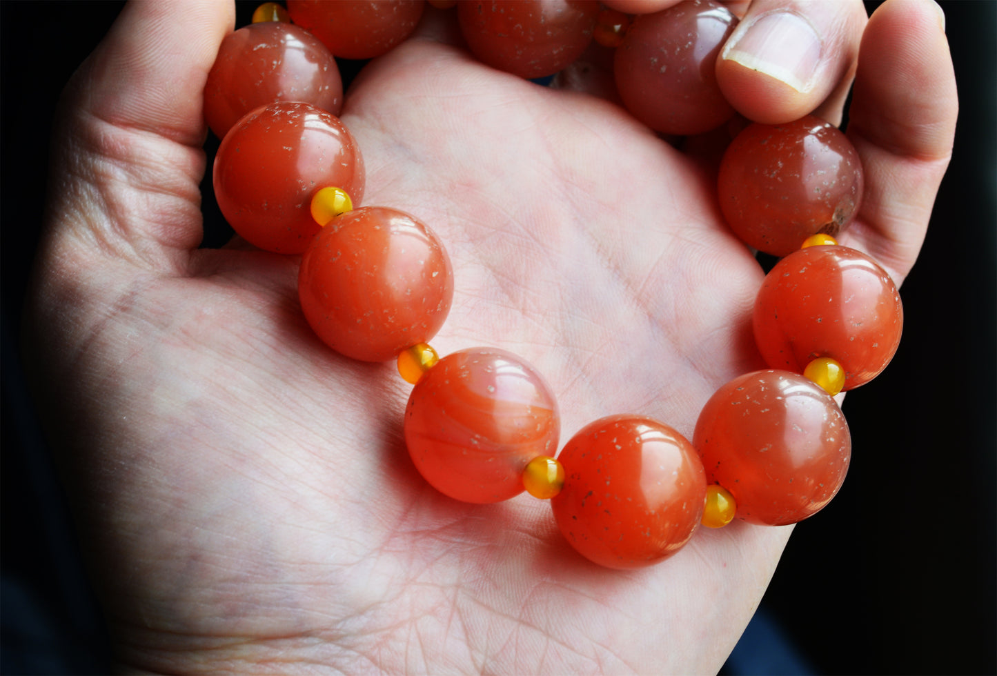Tibetan Antique Nanhong Pema Raka Agate Bracelet Mala Prayer Beads Himalaya Carnelian Rosary Genuine Worry Amulet