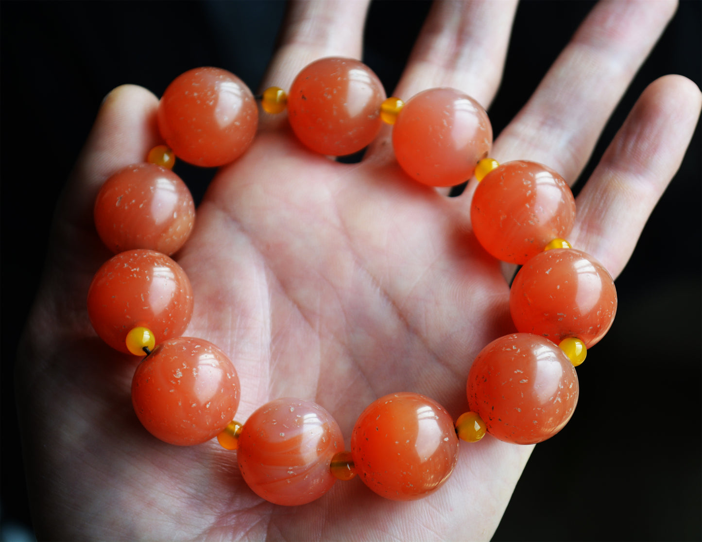 Tibetan Antique Nanhong Pema Raka Agate Bracelet Mala Prayer Beads Himalaya Carnelian Rosary Genuine Worry Amulet
