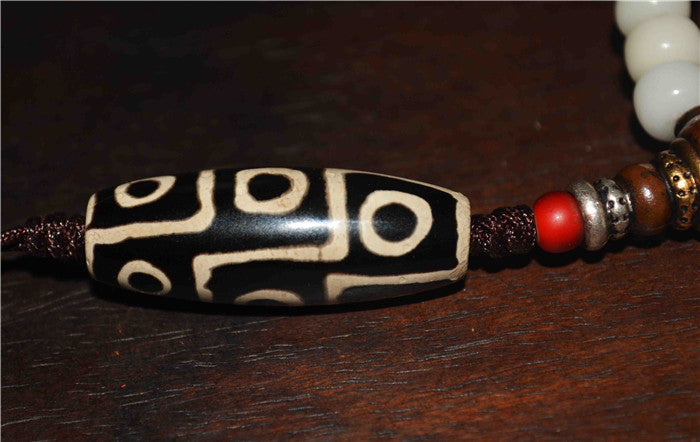 Tibetan Bodhi Seeds Mala Prayer Beads Nine Eyes Dzi Bead Amulet 108 Rosary Himalayas