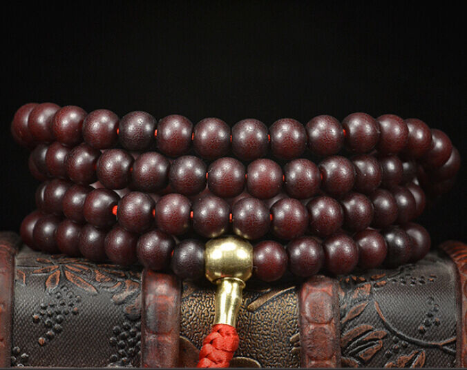 Tibetan Old Antique Bodhi Seeds Mala Prayer Beads Bracelet 108 Rosary Himalayas Amulet