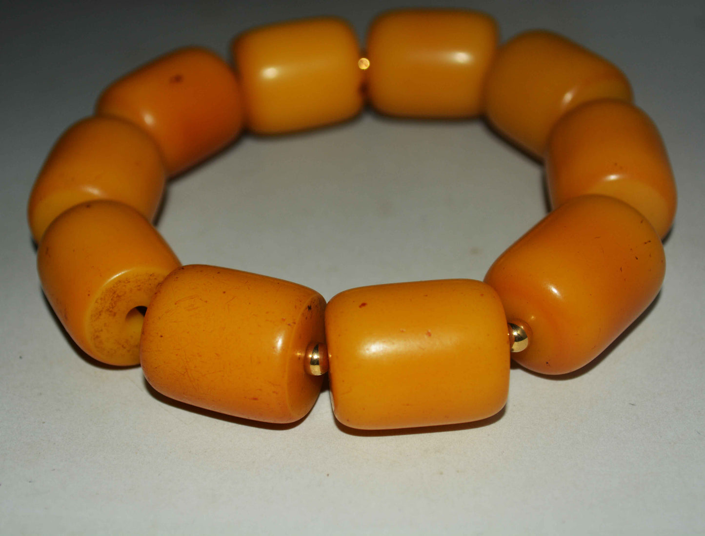 Tibetan Old Antique Egg Yolk Amber Bracelet Butterscotch Beads Mala Prayer Rosary