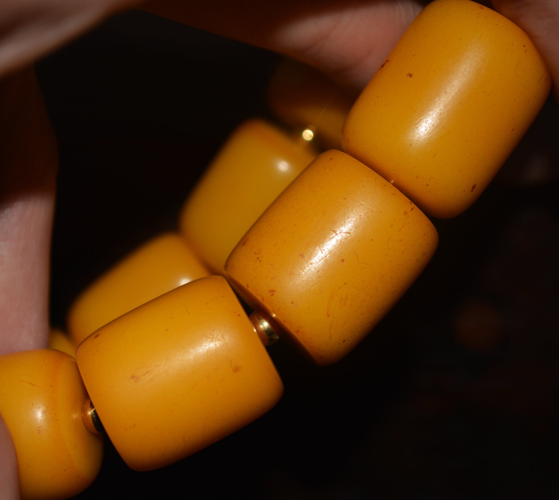 Tibetan Old Antique Egg Yolk Amber Bracelet Butterscotch Beads Mala Prayer Rosary