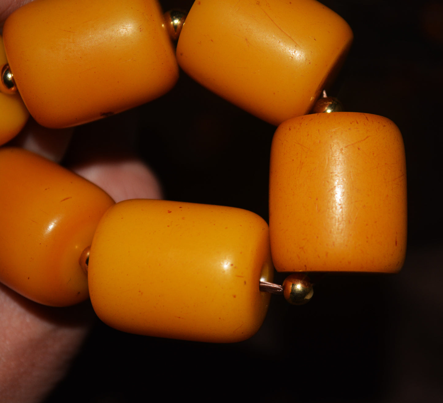 Tibetan Old Antique Egg Yolk Amber Bracelet Butterscotch Beads Mala Prayer Rosary