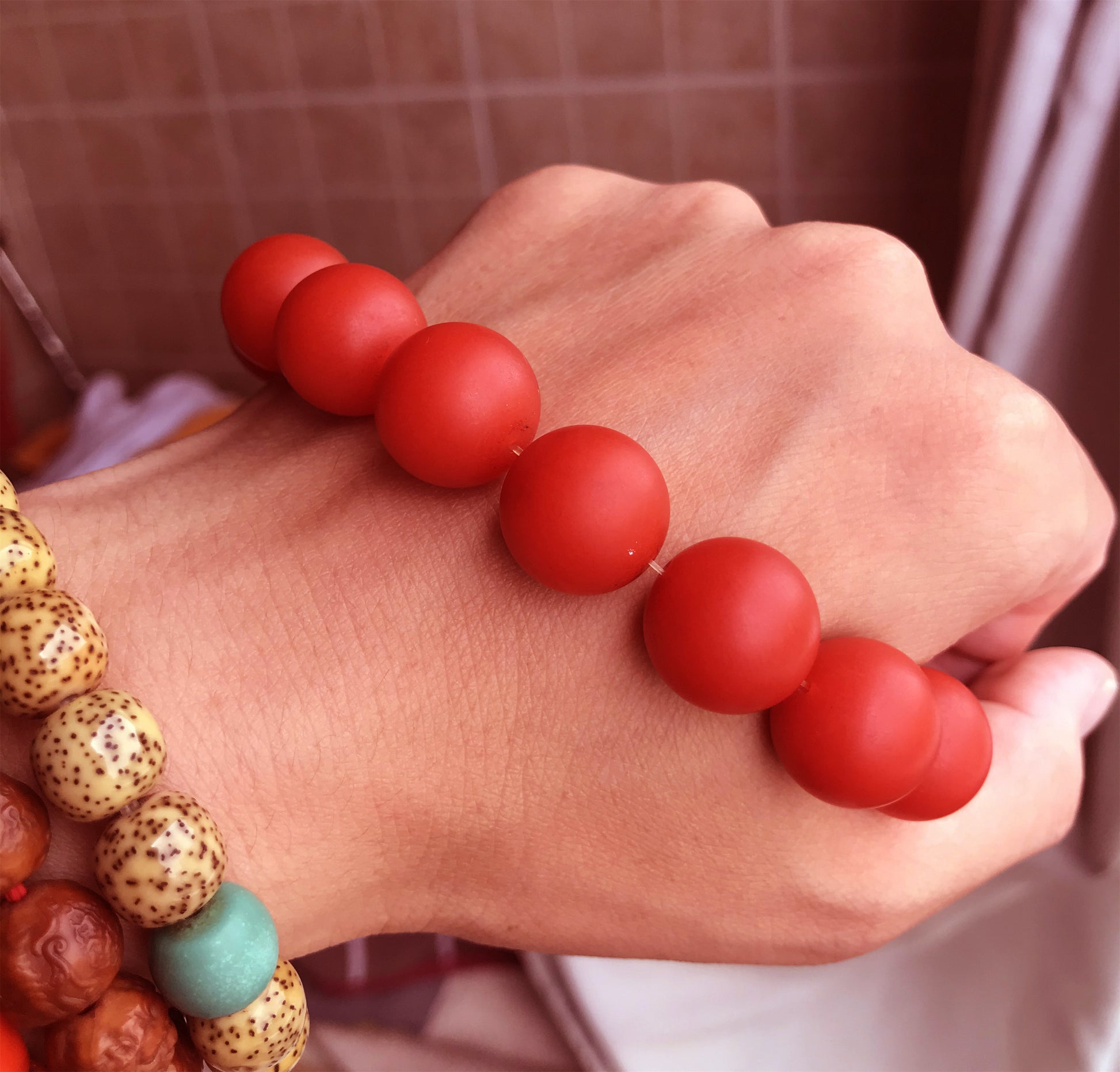 Tibetan Old Antique Pema Raka Agate Bracelet Mala Prayer Beads Nanhong Carnelian Rosary Himalaya Genuine Worry Amulet