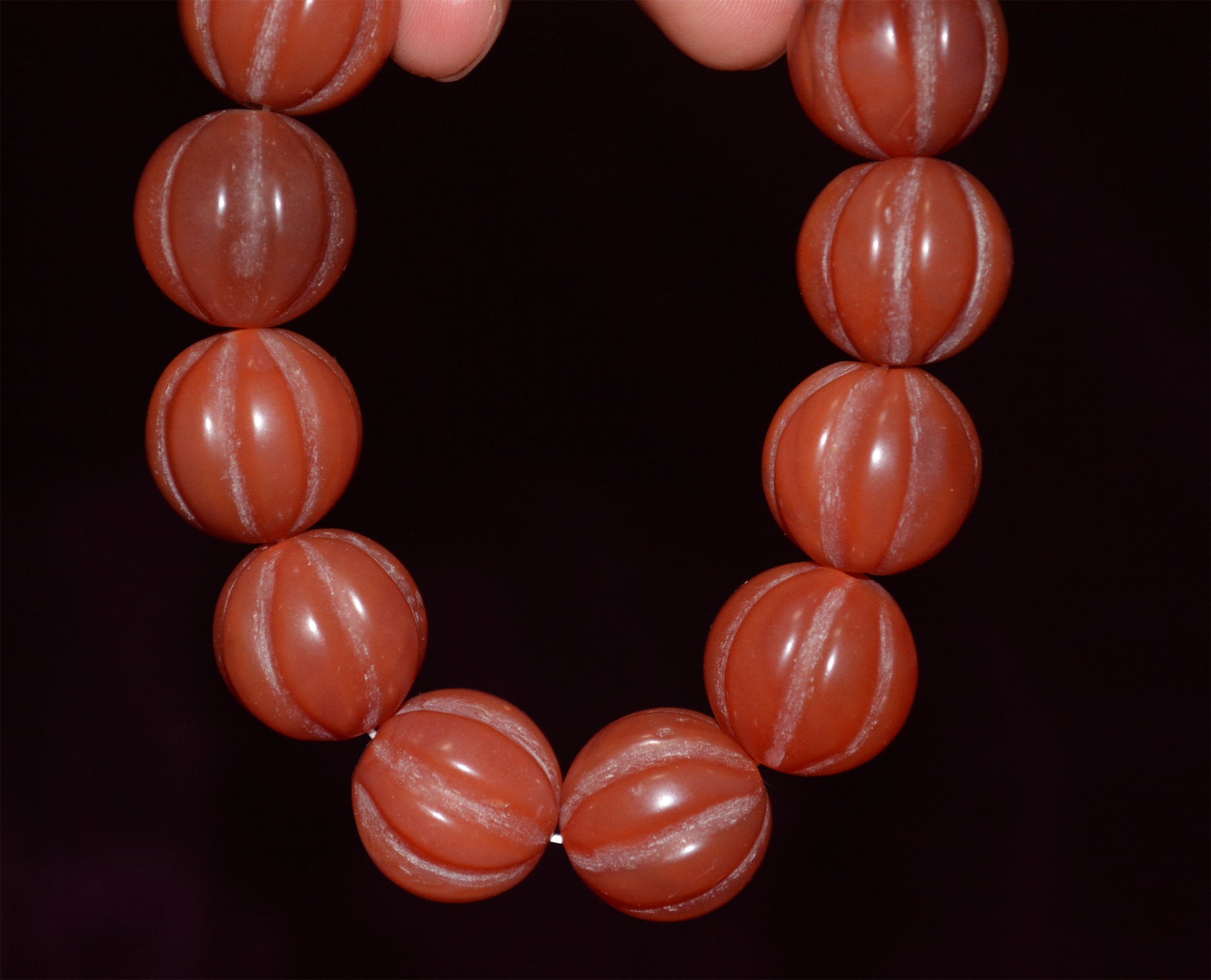 Tibetan Old Antique Pema Raka Nanhong Agate Bracelet Mala Prayer Beads Himalayan Carnelian Melon Pumpkin Rosary  Genuine Worry Amulet