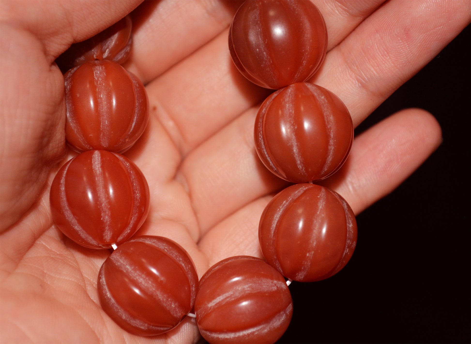 Tibetan Old Antique Pema Raka Nanhong Agate Bracelet Mala Prayer Beads Himalayan Carnelian Melon Pumpkin Rosary  Genuine Worry Amulet