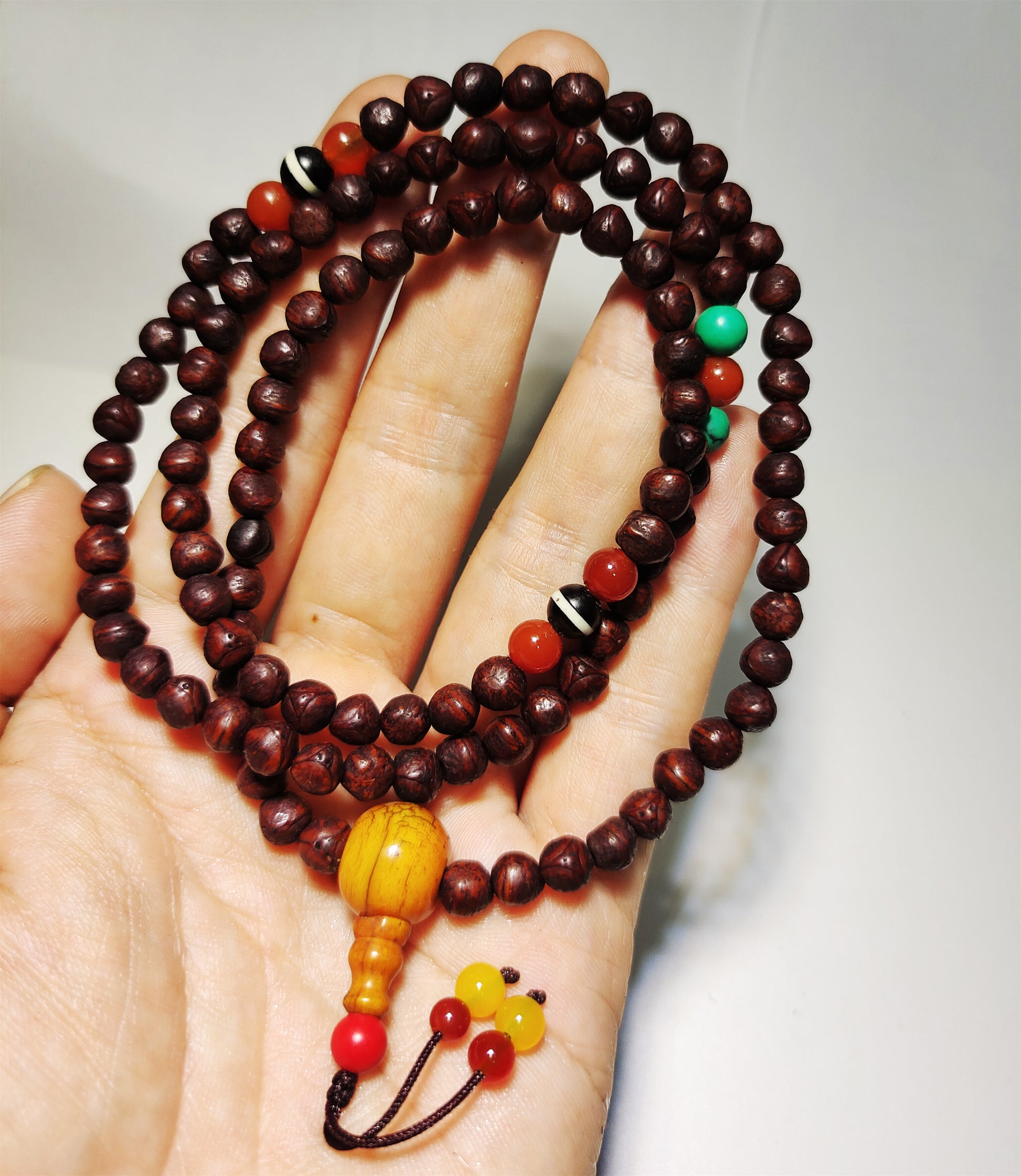 Tibetan Old Antique Phoenix Eye Bodhi Seeds Bracelet Mala Prayer Beads 108 Rosary Nepal Fengyan Puti Buddhism